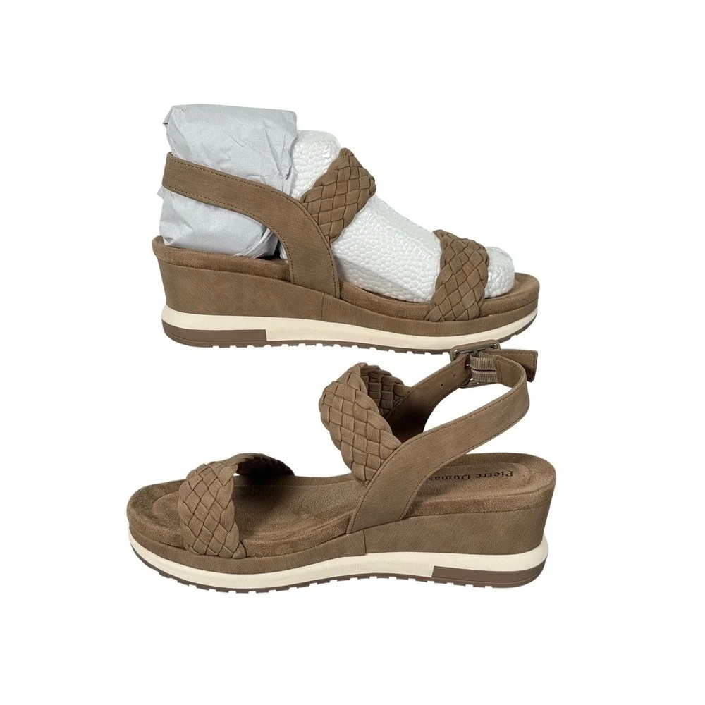Pierre Dumas Lyra-6 Womens Taupe Braided Strap Wedge Platform Sandals Size 9 M